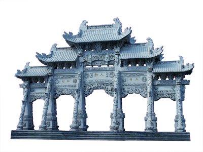 高檔青石五門(mén)石雕牌坊